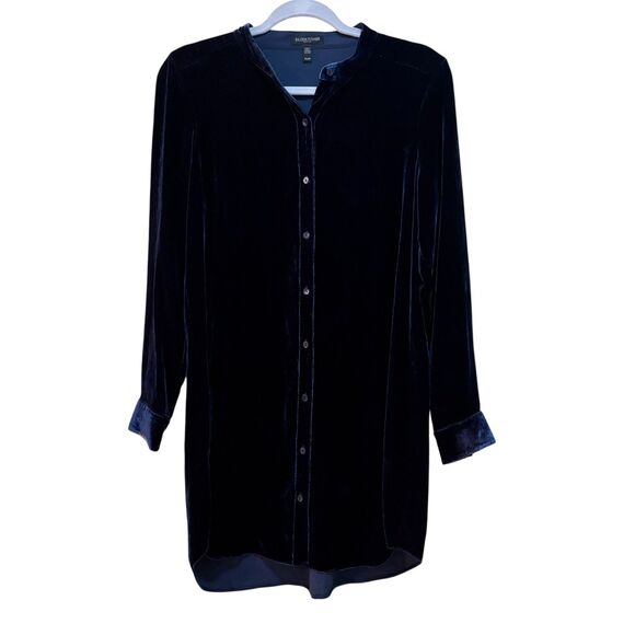 Eileen Fisher Tunic Shirt Womens Petite Small Velvet Silk Blend Button Up - Picture 1 of 8